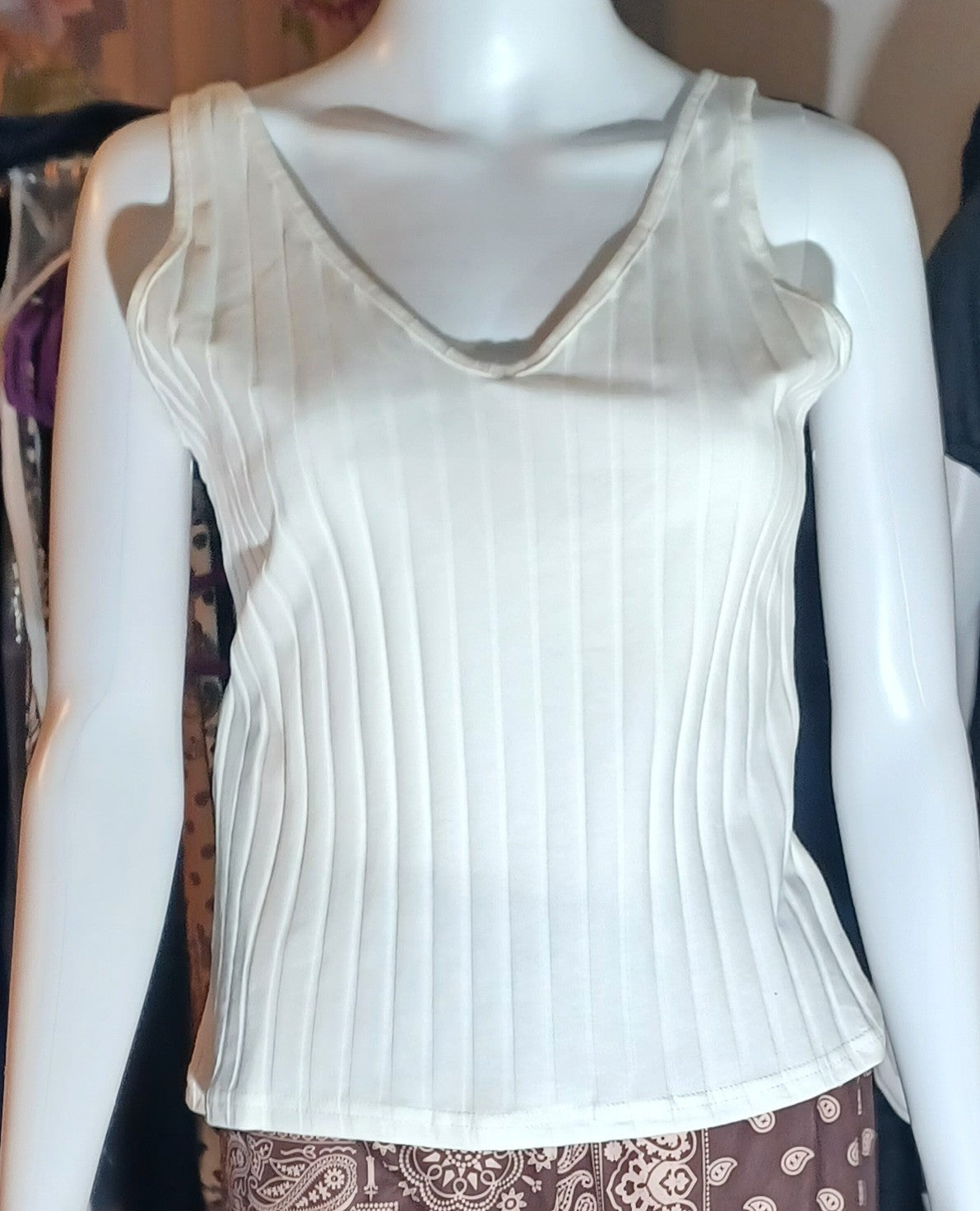 Ribbed V-neck Tank Top