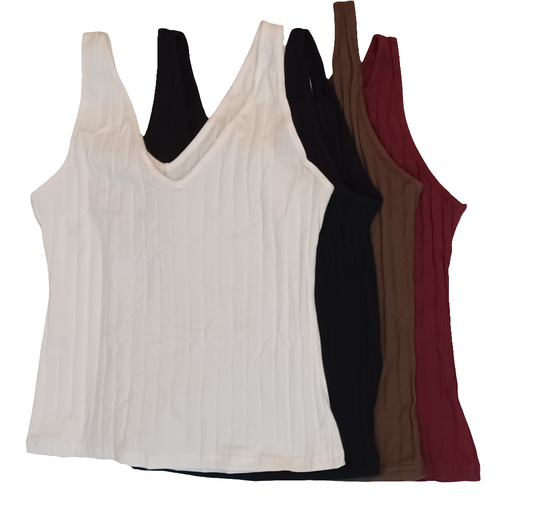 Ribbed V-neck Tank Top