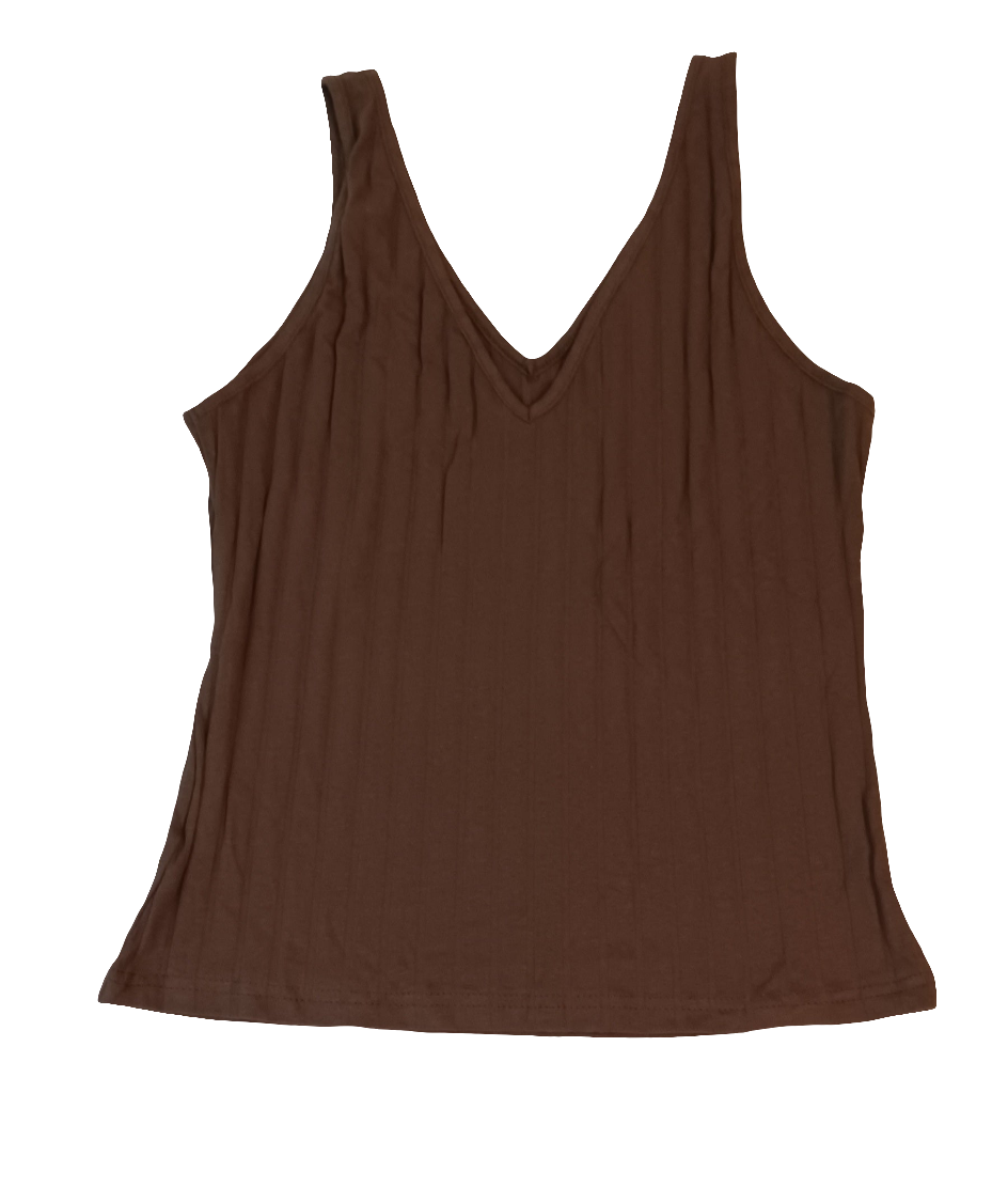 Ribbed V-neck Tank Top